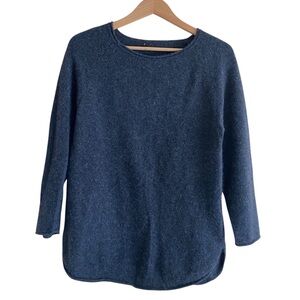 Lusso 100% Cashmere Sweater Woman Large Grey Split Hem 3/4 Sleeve Luxury FLAW